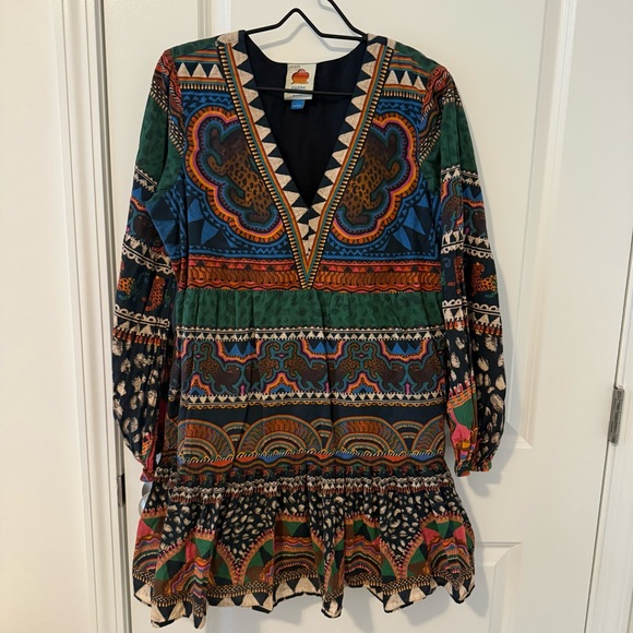 FARM Rio Multicolor Patterned Cotton Mini Dress Large - Picture 2 of 7